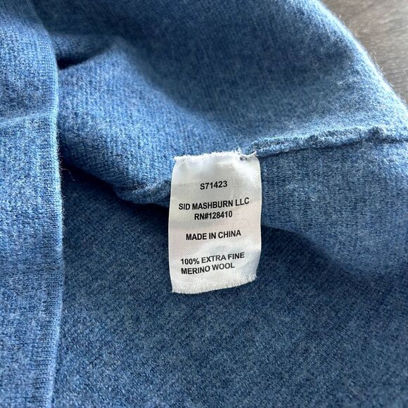 Ann Mashburn 100% Merino Wool Blue Knit Sweater Dress Size Medium Mock Neck Mod - Picture 5 of 9